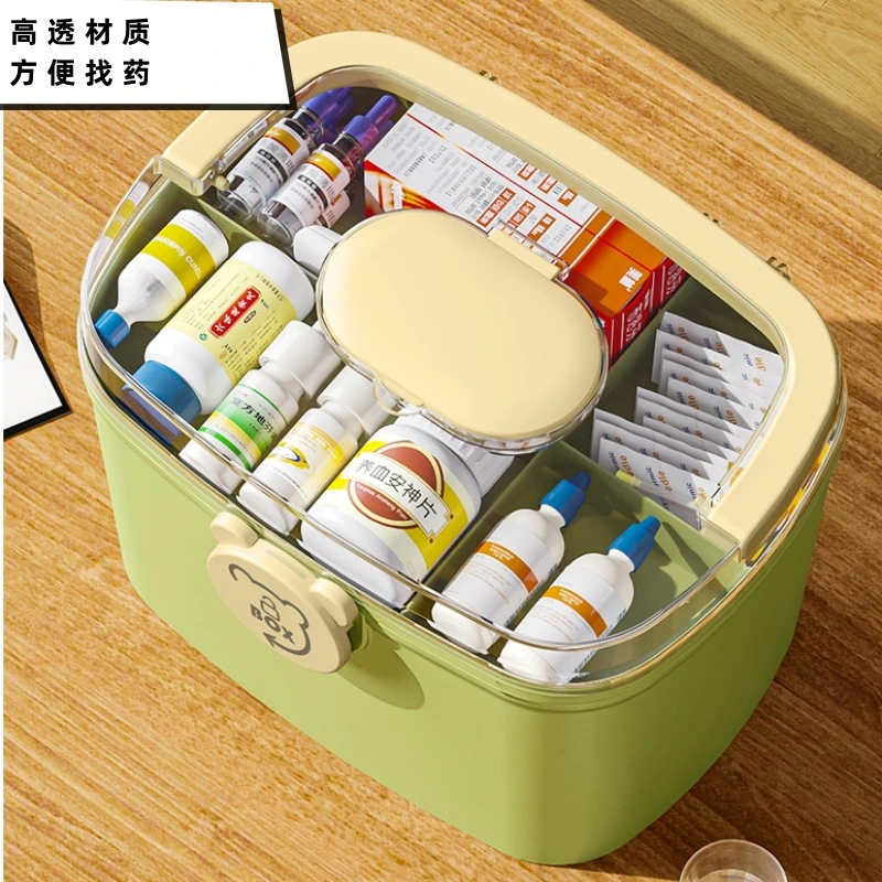 Household Portable Medical Box Double-Layer Compartments Organized Medicine Storage Box