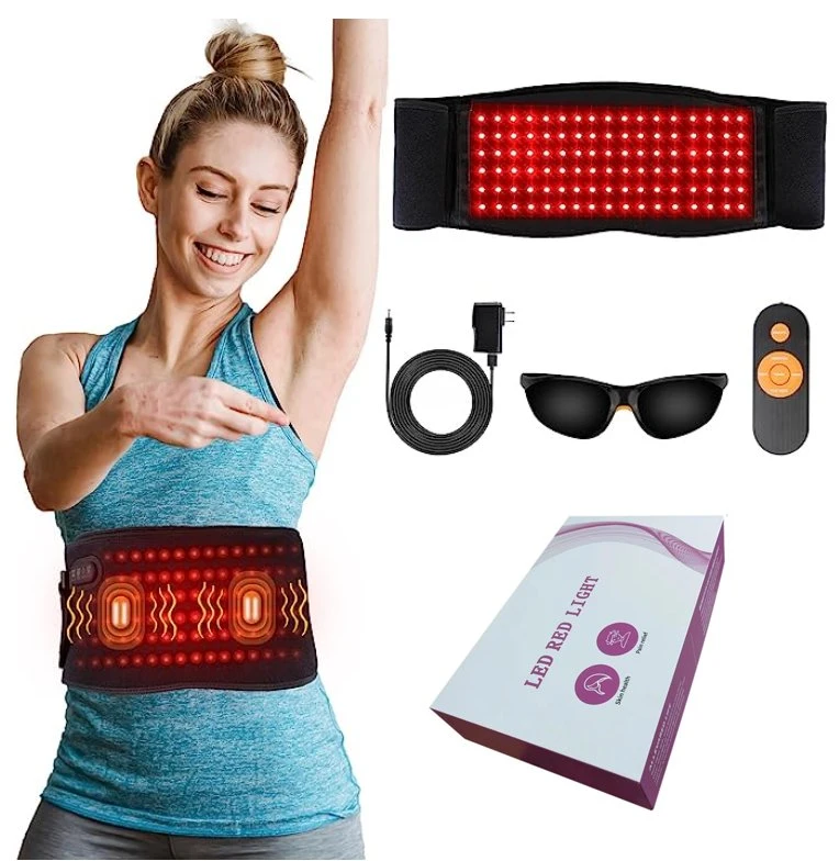 Near Infrared Red Light Therapy Massage Belt 660nm 850nm Waist Belt for Pain Fat Burnning Relief Weight Loss Heat Massage Slimming Belt