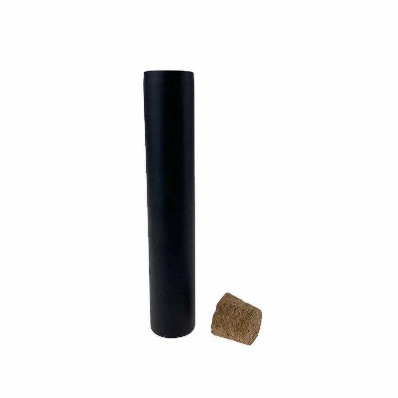 Black Matte Glass Bottles with Cork Wide Mouth Glass Tube with Wooden Cap