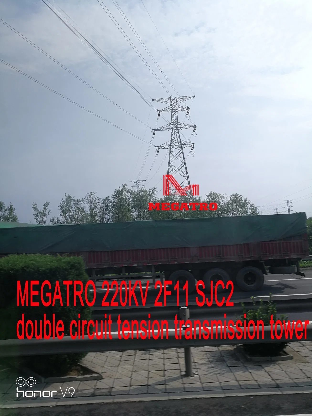 Megatro 220kv 2F11 Sjc2 tensión de la torre de transmisión de doble circuito