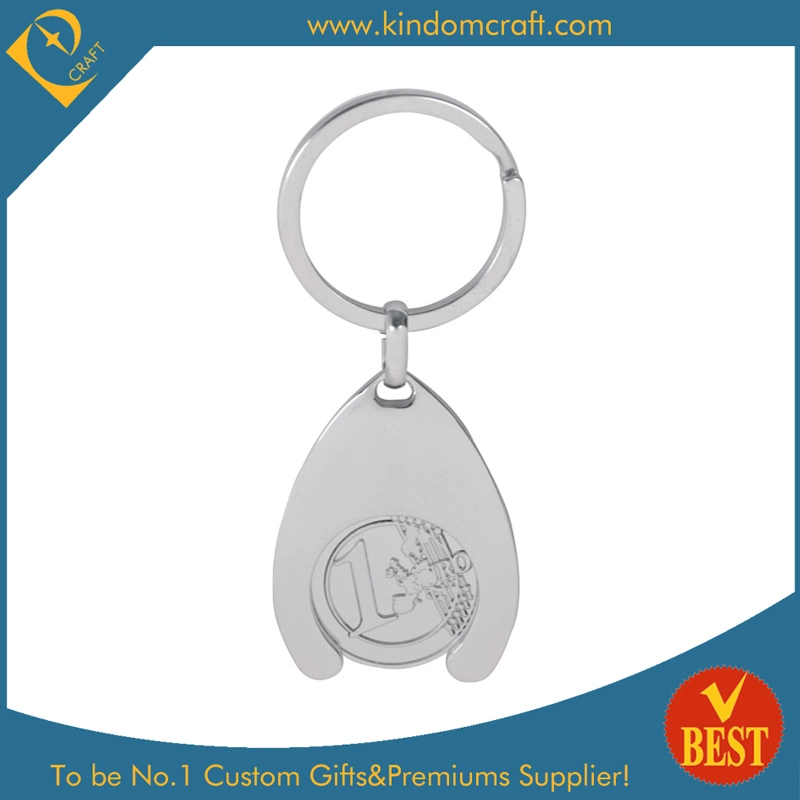 Custom Fashion Metal Trolley Coin Holder Keyring with Two Attachments