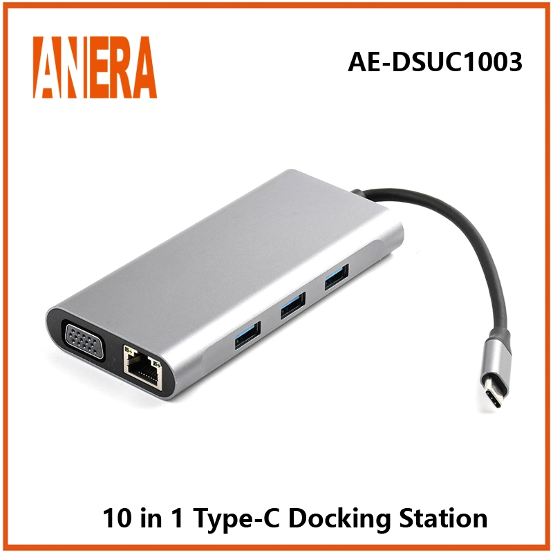 Full Type C to HDTV Hub USB 3.0 Adapter 10 in 1 Multiple Display Card Read Powered Type C Docking Station for Laptop