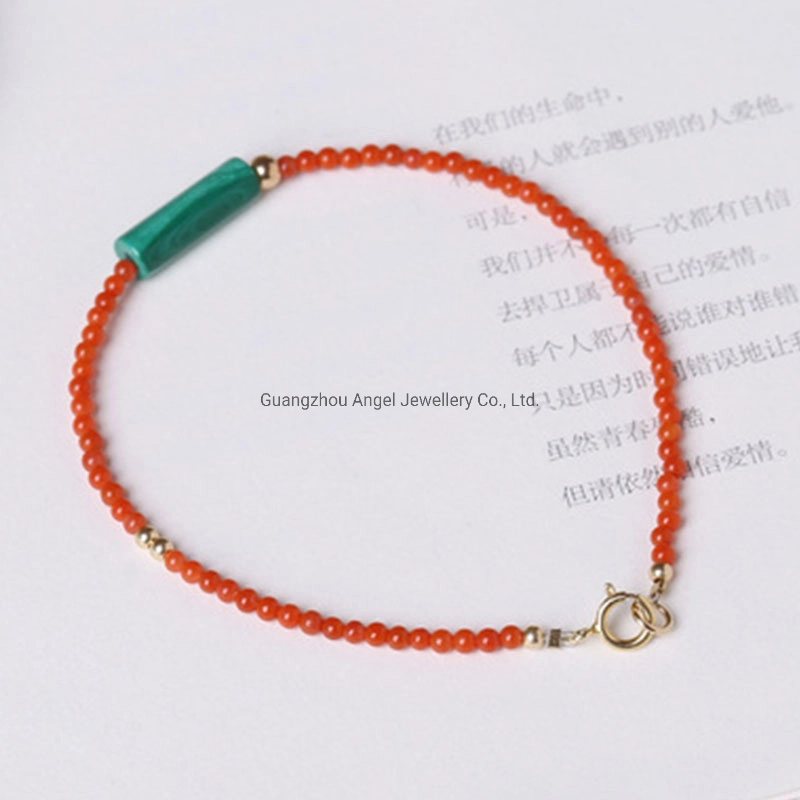 Wholesale/Supplier 925 Silver Jewelry Custom Malachite and Agate Beads Bracelet