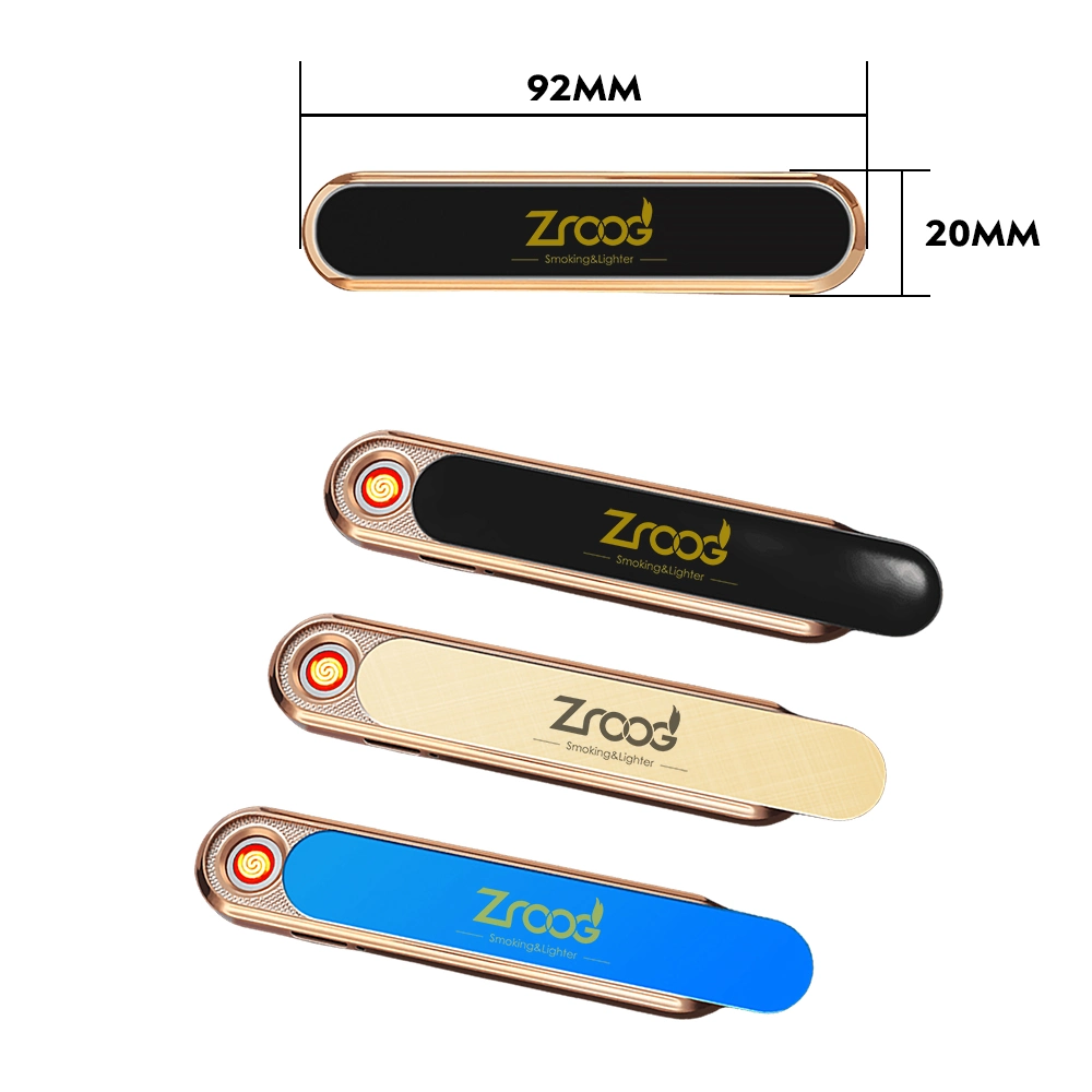 Creative Metal Windproof Electric Slim Mini Pocket lighter OEM Logo Calefacción cable recargable encendedores sin Fuego