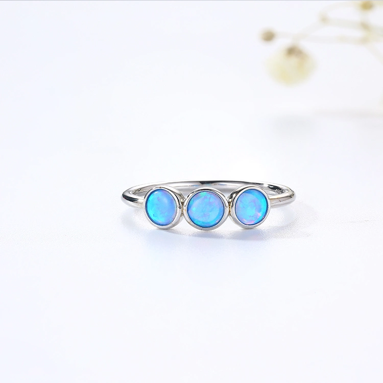 Neu Ankunft Schmuck 925 Sterling Silber 18K vergoldet rund Opal Ringe Schmuck für 2022 Frauen