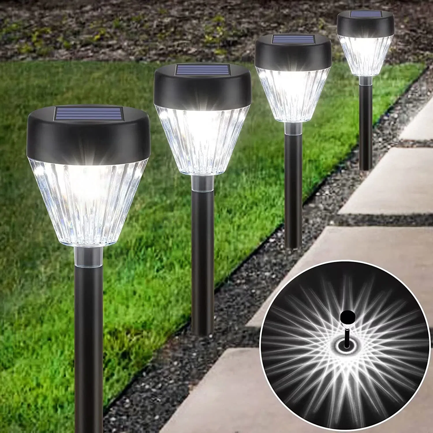 New Decorative Outside Home IP65 Waterproof 1.2V 600mAh Ni-MH Battery Solar Charging Party Lights White Emitting Color Stake Solar Light Spikes for Garden Lamps