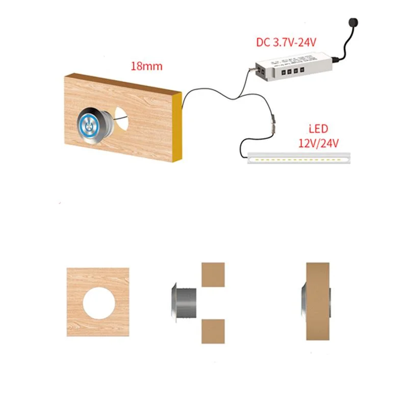 DC12V 24V Cabinet Light Stainless Steel Push on off Lock Spring Touch Button Switch