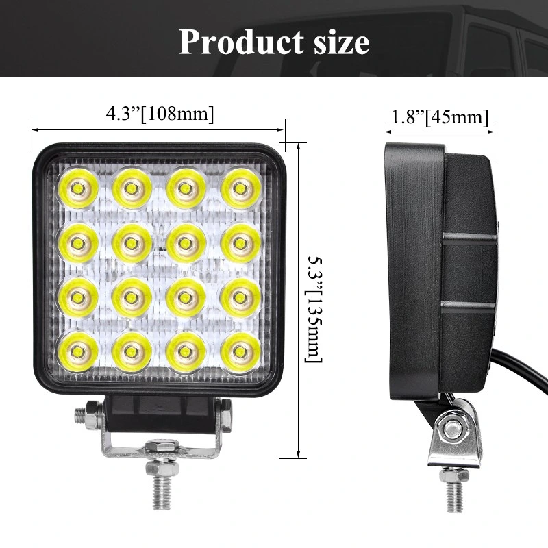 4 Zoll 48W Square Landwirtschaft LED-Arbeitslampen