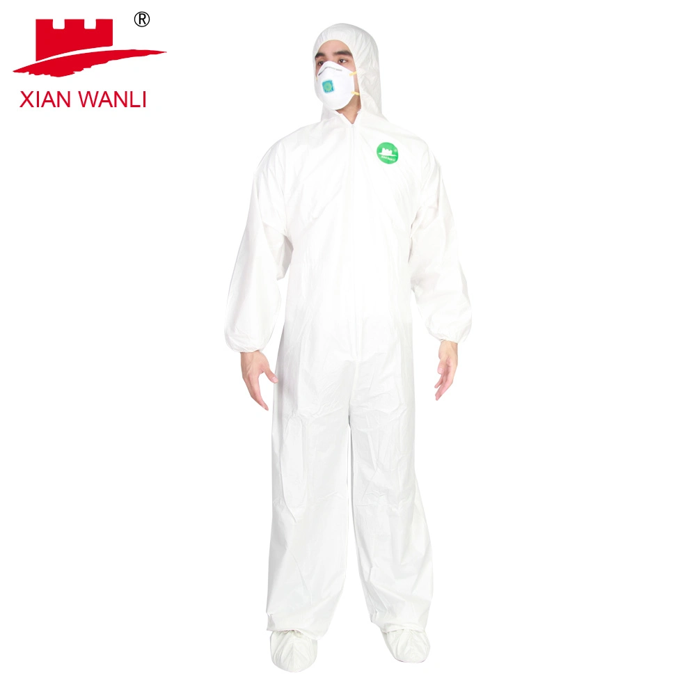 Type 3 4 5 6 Chemical/Flame Retardant/Fr/Microporous/PP/SMS/Industry Waterproof/Lab/Safety/Work/ Disposable Nonwoven Protective Coverall Catiii CE En 14126 1149