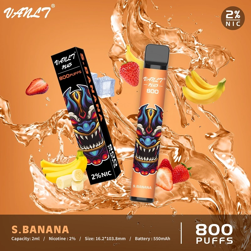 Hot Vape Vanlt Brand Ecig Plus Lux 800 Puff Strawberry Banana Disposable Solo-Vape Pen