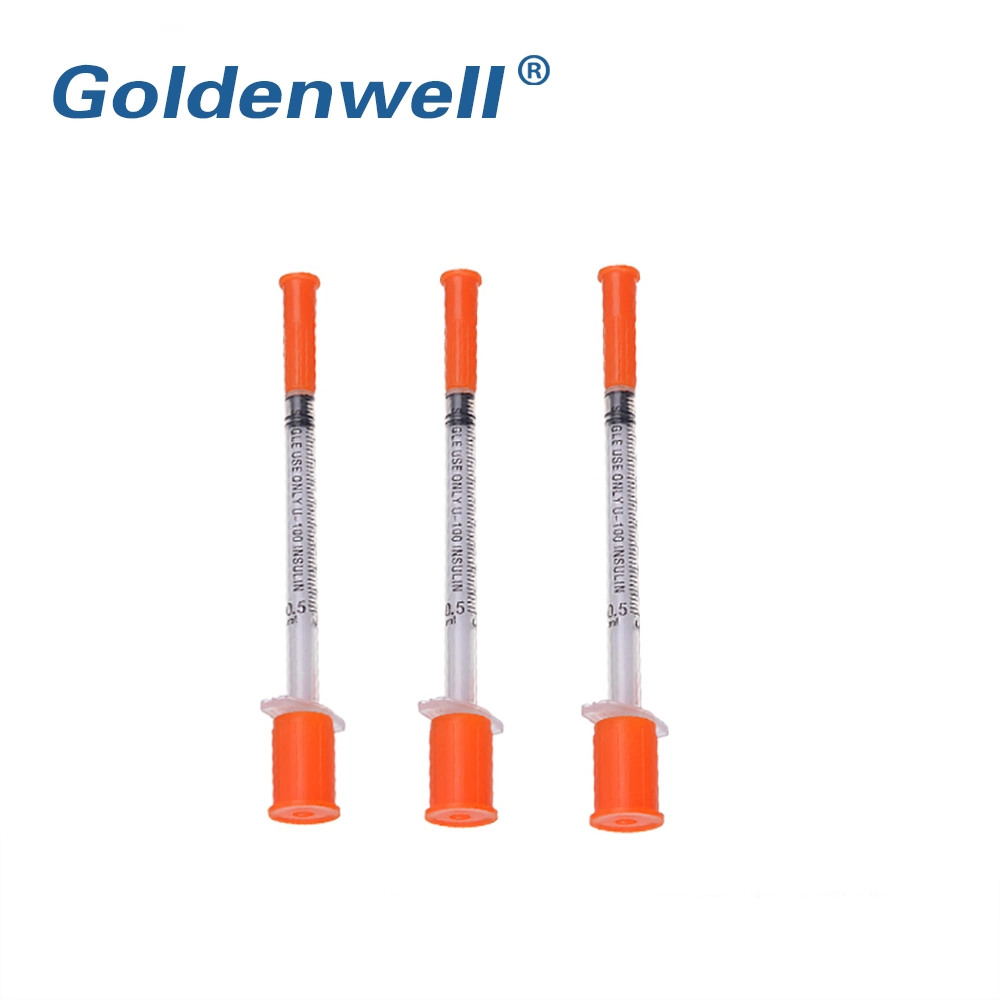 Disposable Medical Orange Cap Insulin Syringe 1ml