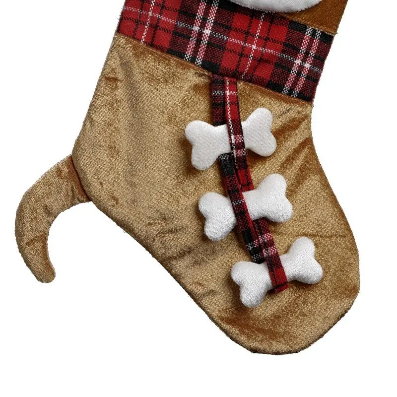 Pet Christmas Stockings Decorations Hanging Ornaments with 3D Doggie Face