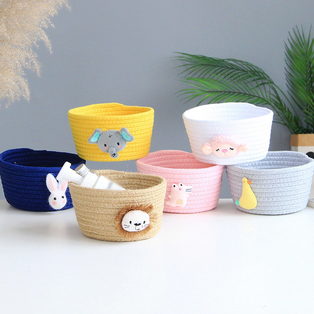 Cartoon Animals Hand Woven Storage Basket Kids Toys Sundries Storage Box