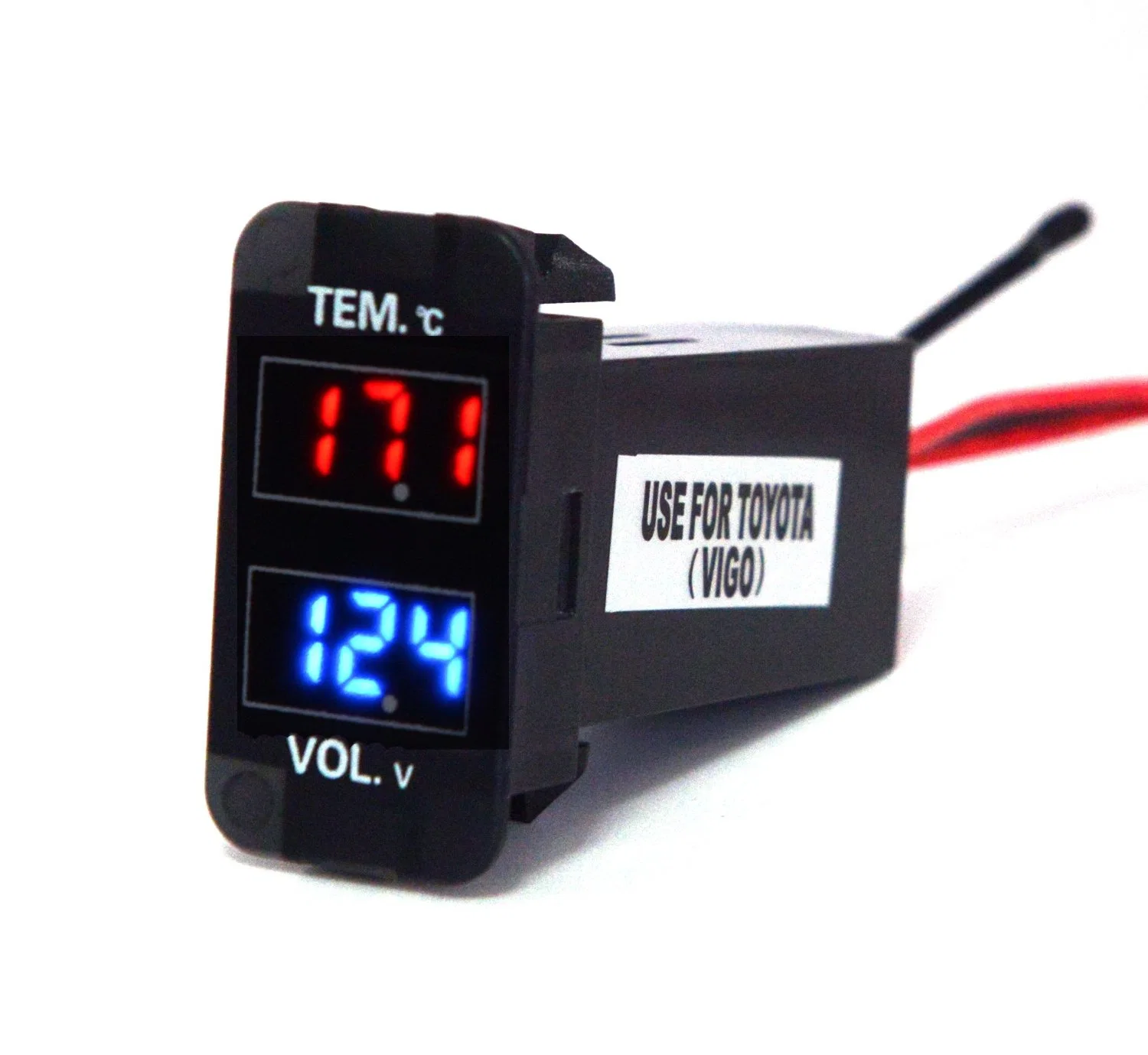 Car 2.1A USB Socket Charger + 12V Car Digital Voltmeter Gauge for Toyota Vigo