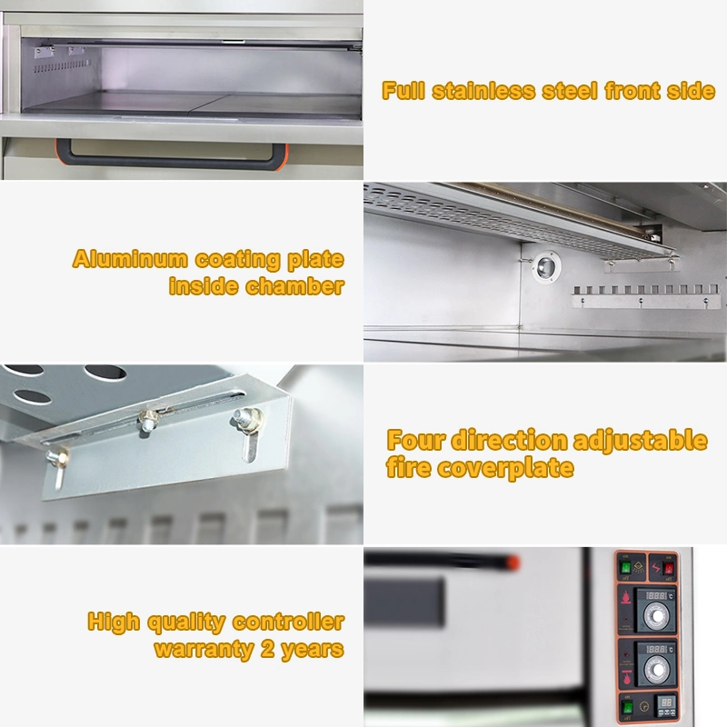 Bakery Equipment 2-Deck 4-Tray Gas Pizza Oven Baking Machine Food Machinery Food Bakery Kitchen Equipment