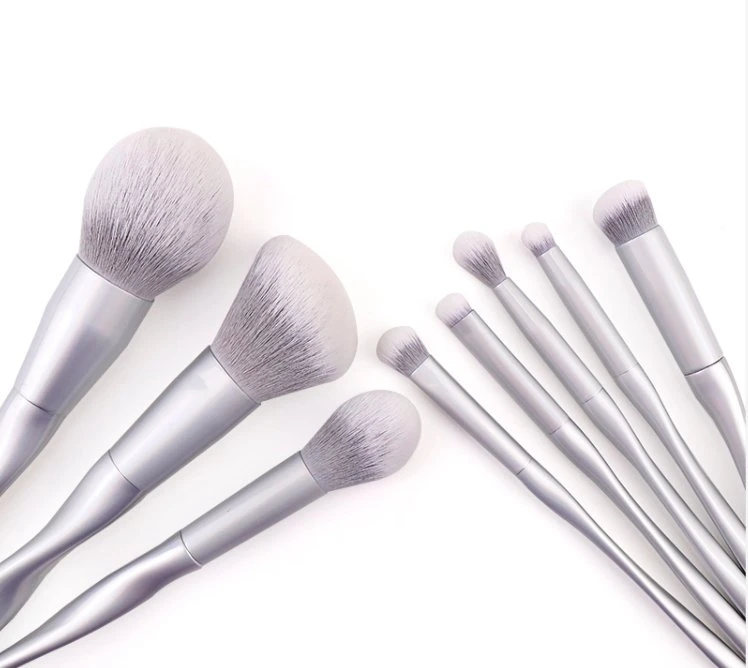 8PCS Silver Color Plastic Twist Type Handle Makeup Brush Set Wholesale/Supplier Eye Shadow Brush Foundation Brush Beauty Makeup Tool