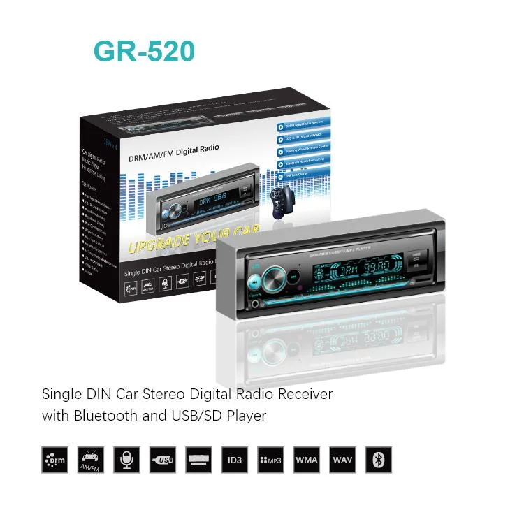 Smart Car DRM Radio 1 DIN Reproductor MP3 para Automóvil Audio DC 12V Reproductor de Audio y Video Premium USB