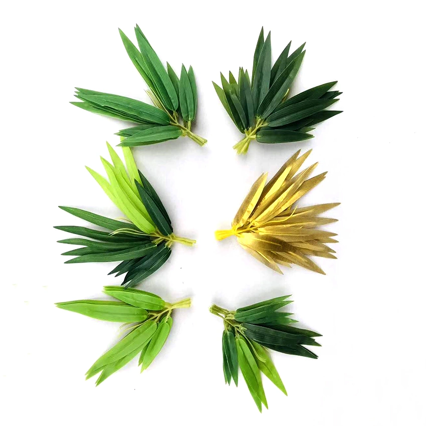 Wholesale/Supplier Plastic Golden Artificial Bamboo Leaves for Decoration