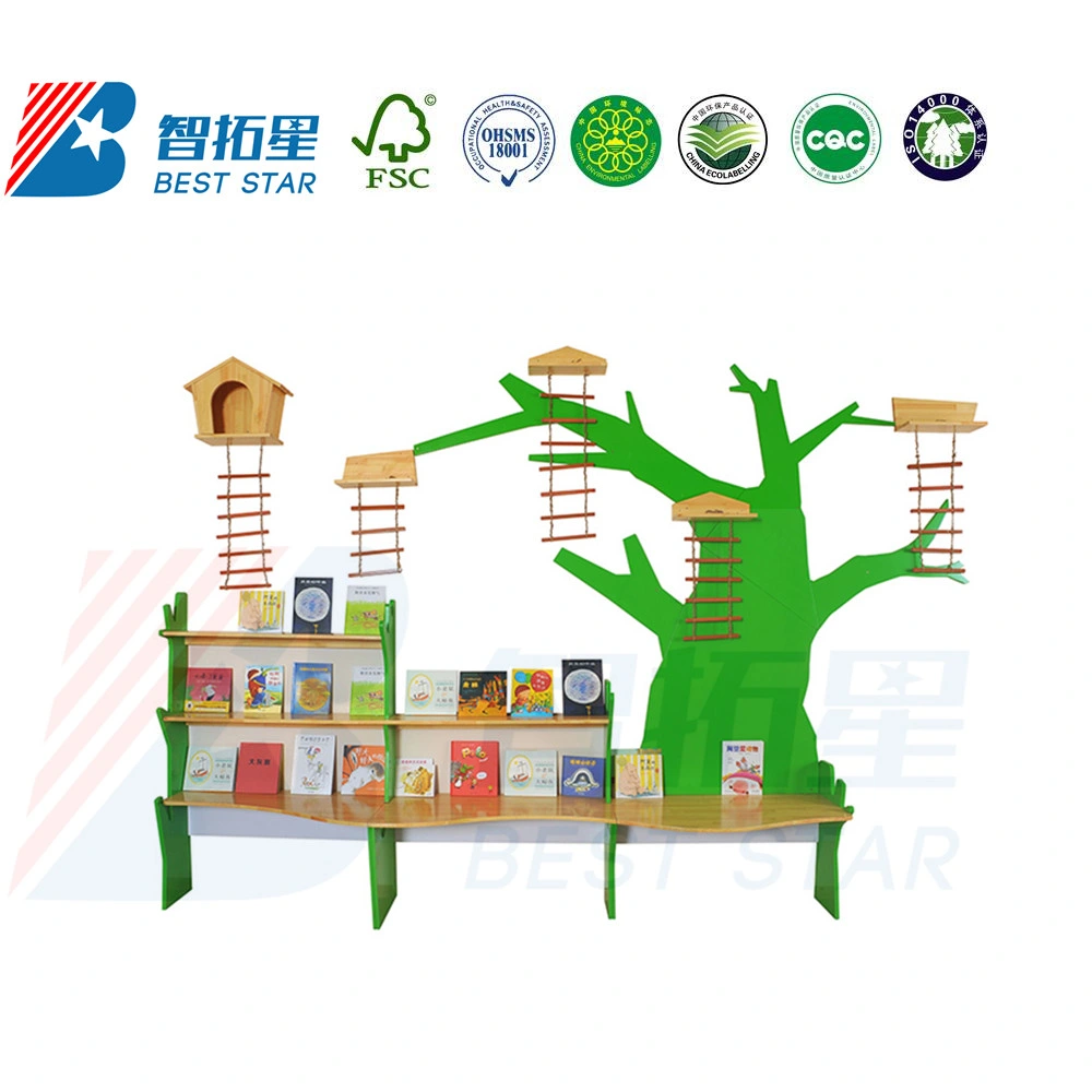 Kindergarten Reading Area Kids Table with Tree, Kindergarten and Preschool Reading Area Decoration Tree, Children Reading Table