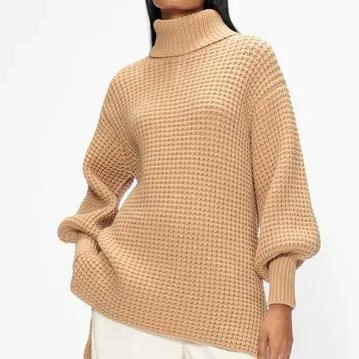 Custom Women Winter Sweaters Turtle Neck Long Sleeve Simple Design Loose Sweater Long Soft Cardigan Sweater