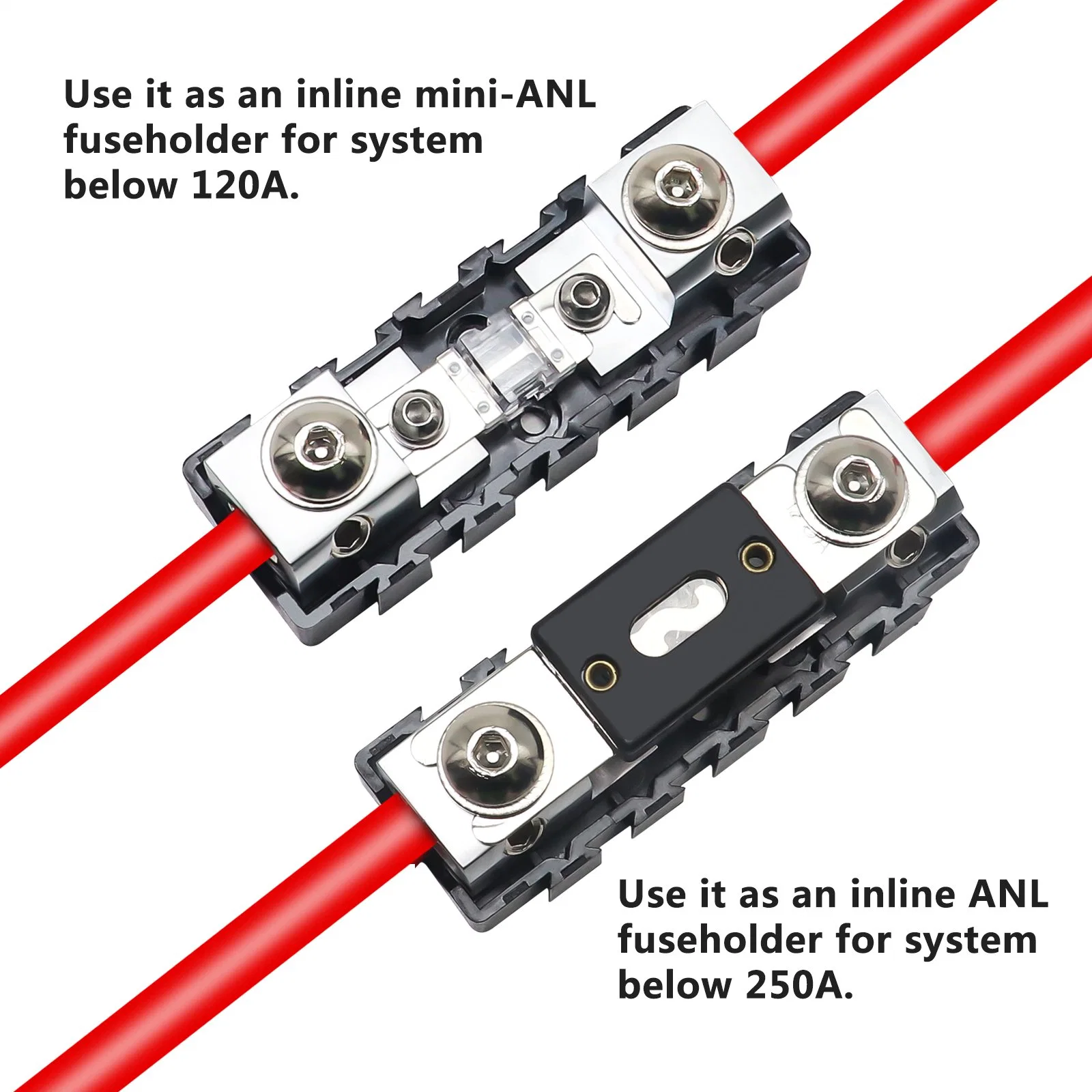 Edge Mfha-2 2 Packs 0/2/4 Indicadores Inline Modular Anl &amp; Mini-Anl bloques de fusibles con barras puente para crear el bloque de distribución, el fusible y negativo de los bloques combinado