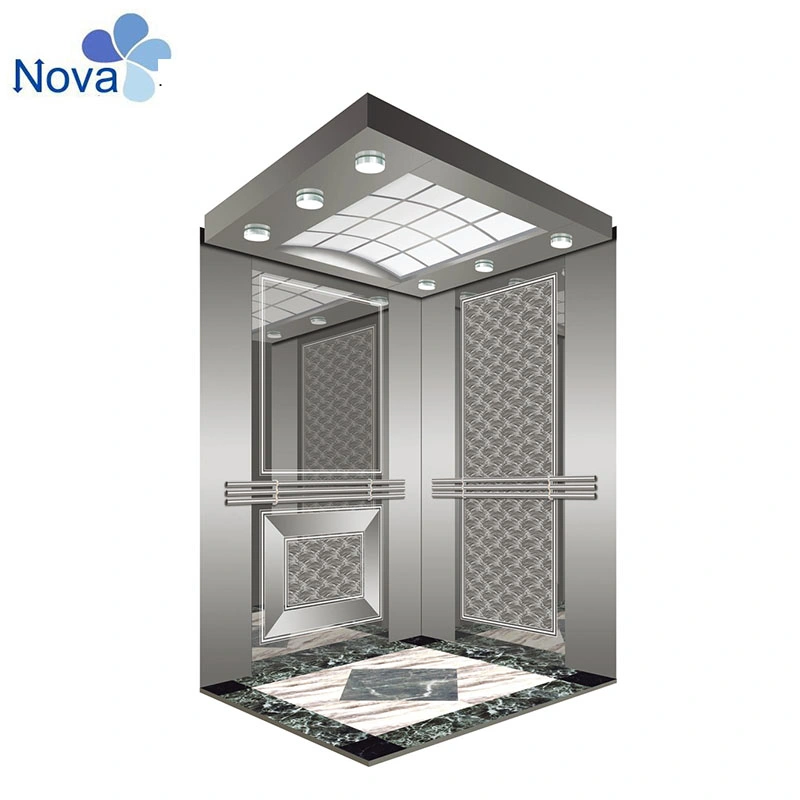 Luxurious Etched Stainless Steel Walls Elevator Parts Elevator Cabin