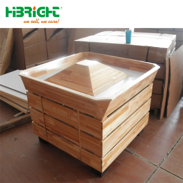 Double Sided Natural Wood Gondola Shelvings Racks for Bakery Shop