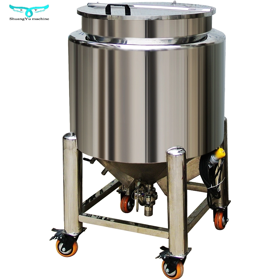 Stainless Steel Sanitary Steam Electric Heating and Cooling Double Jacketed Aging Fermentation Reactor Mixing Balance Buffer Fermenter Fermentor Storage Tank