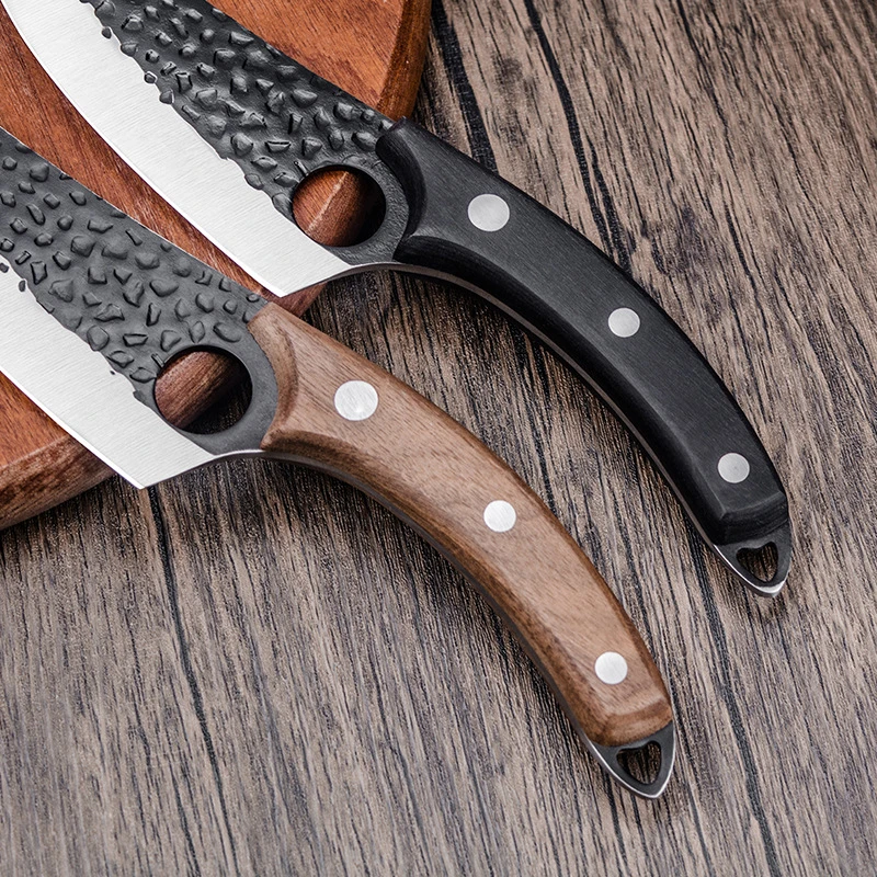 Butcher Knife Forged Boning Knife with 5cr15MOV Stainless Steel Knife with Wood Handle Portable Knife Fruit Knife Paring Knife Outdoor Knife