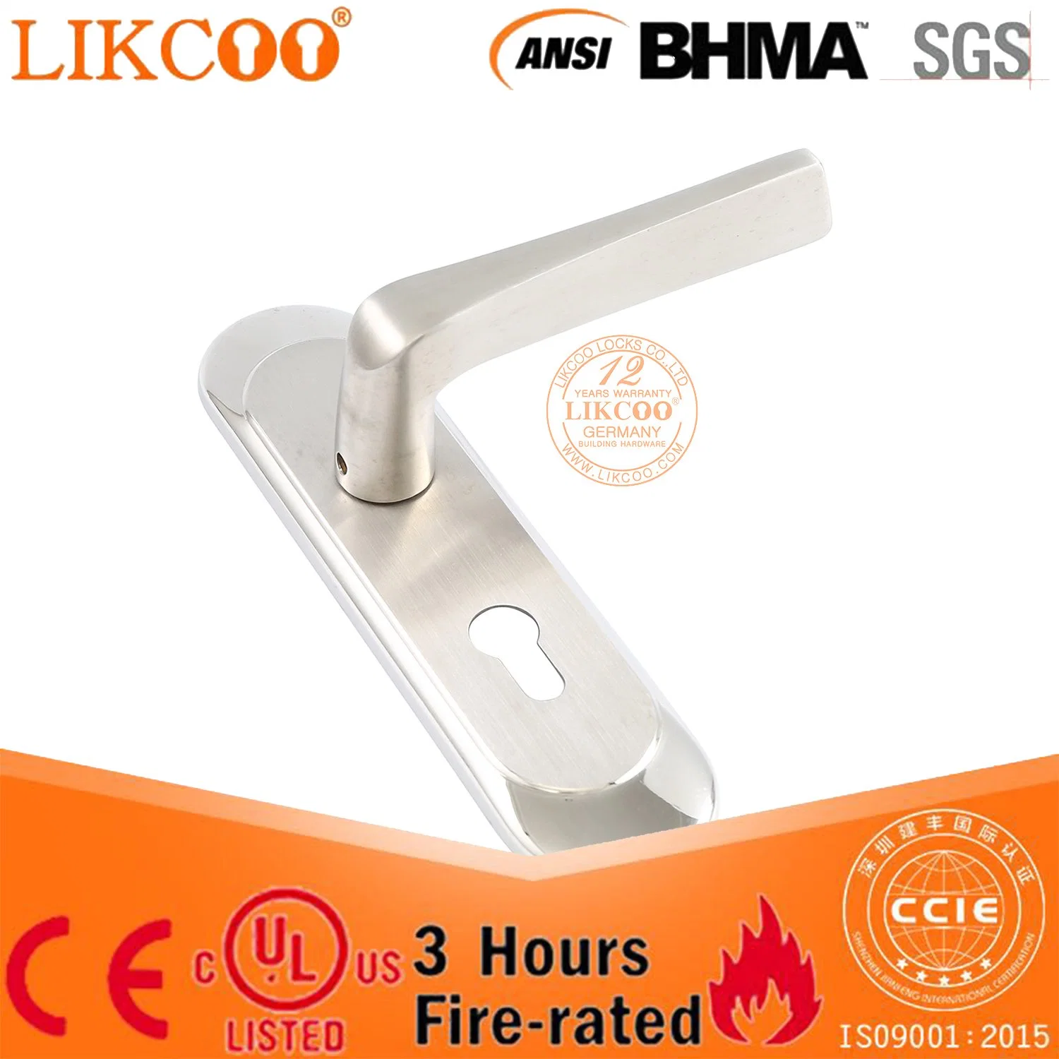 Stainless Steel Lever Tube Plate with Lock for Metal Door