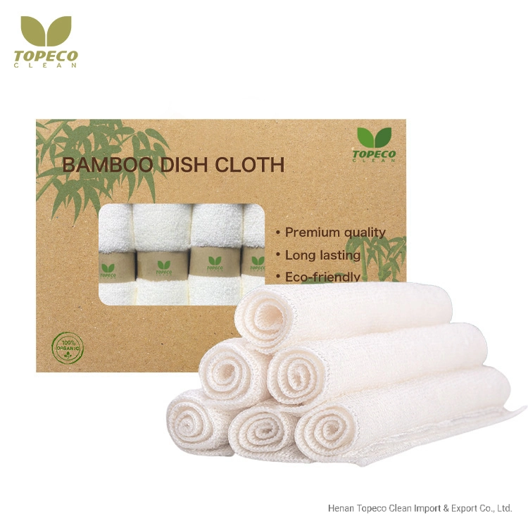 Topeco Customized Package Bamboo Fiber Dish Cleaning Cloth Materials Textile Free Sample