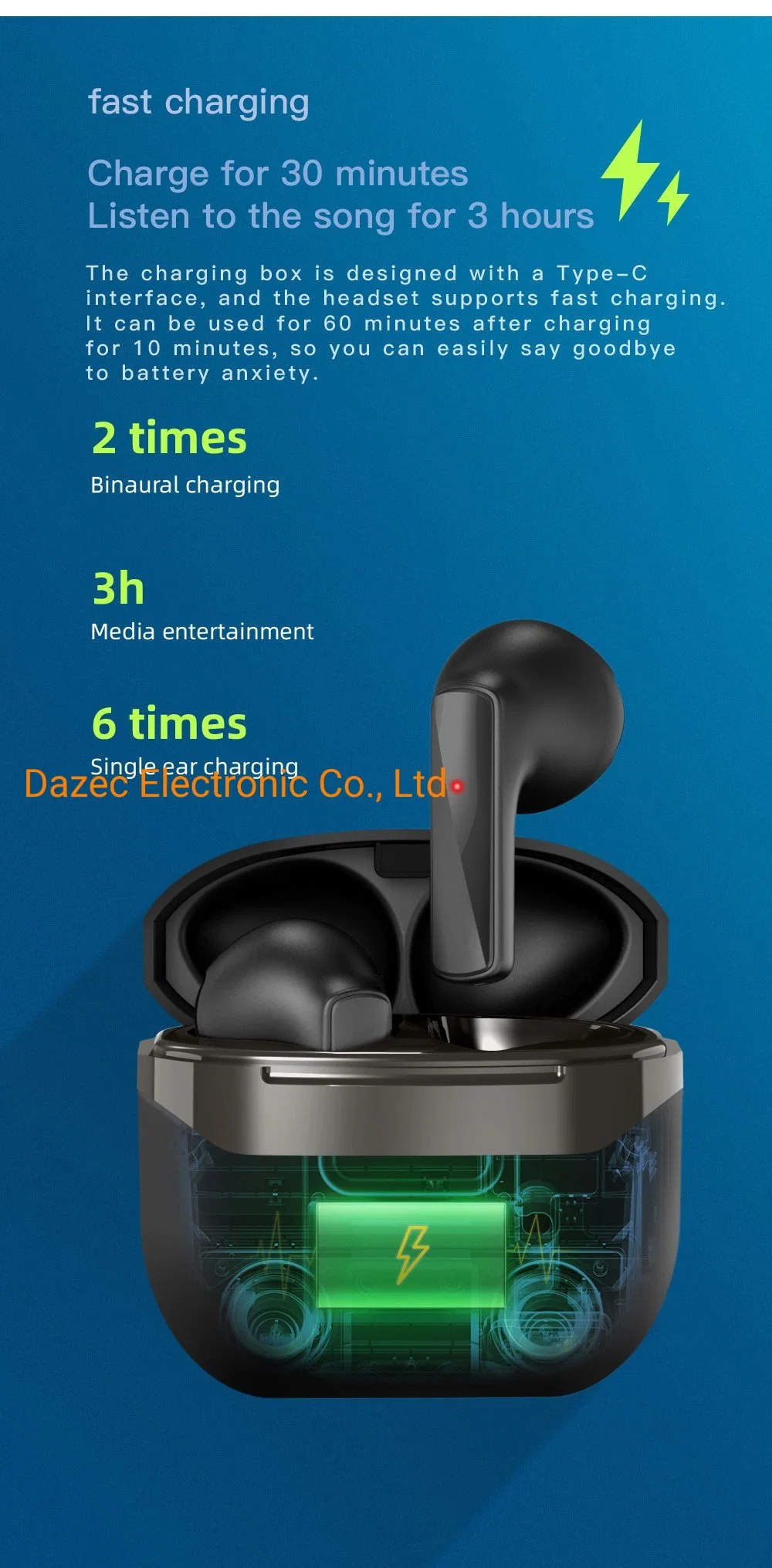 Factory Price Bluetooth 5.1 Type Earphones 6 Mics Anc and Enc, Bluetooth Earbuds with Charging Case for Mobile Phone Calling Earbuds Earphone