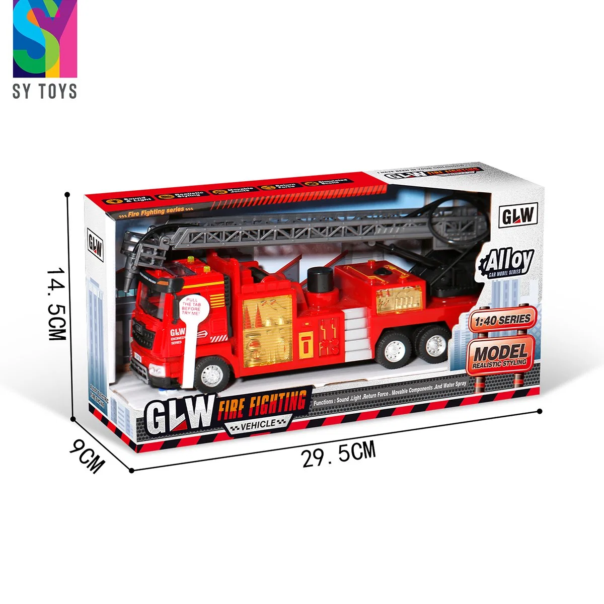 Sy Toys die Cast Car Model Kinderspielzeug Urban Traffic Ziehen Sie Zurück Diecast Feuer Lkw Spielzeug