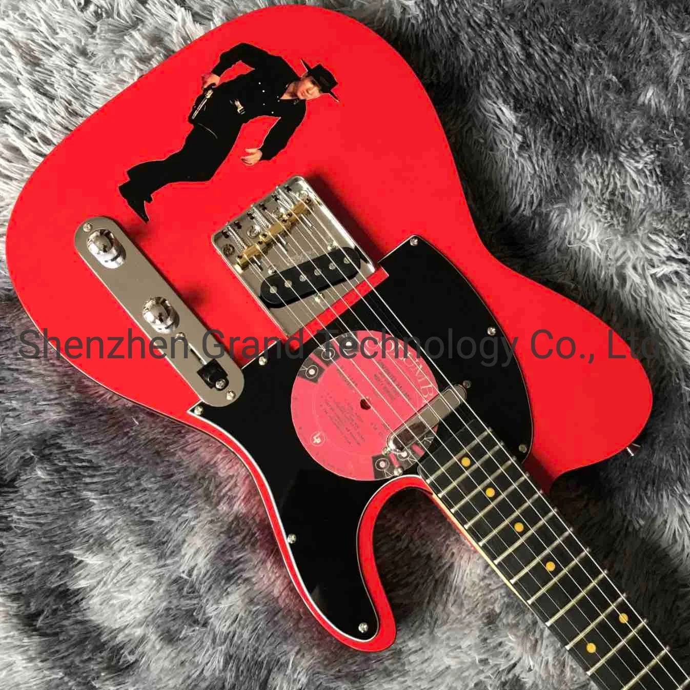 Custom Character Pattern Design Water Transfer Printing Electric Guitar in Red