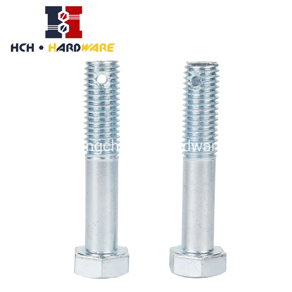 Furniture Hardware Zinc Plated Customized Non Standard OEM Carbon Steel Hex Head Bolt with Hole