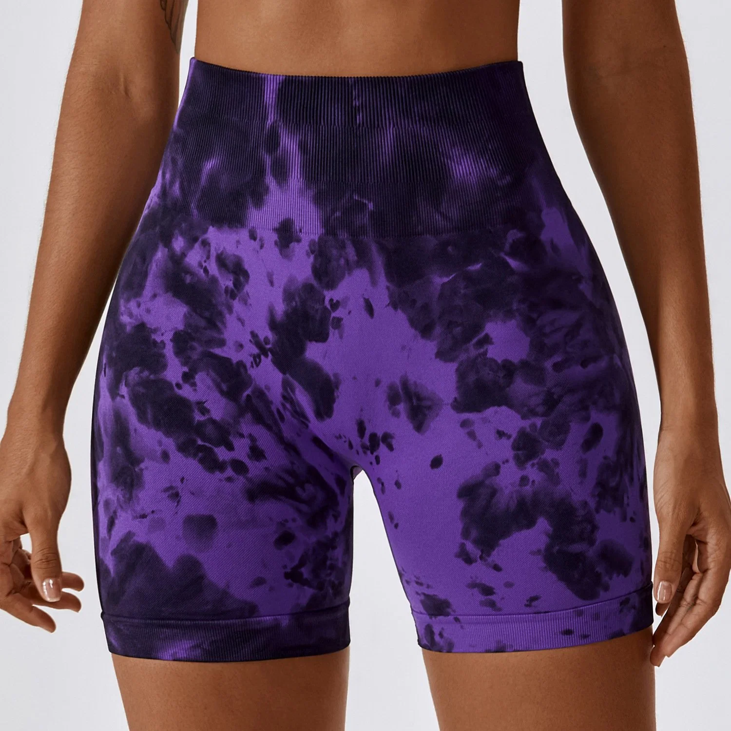 Tie-Dye Seamless High-Waisted Hip-Lifting Yoga Fitness Wear Leggings Sports Shorts Women Sportswear