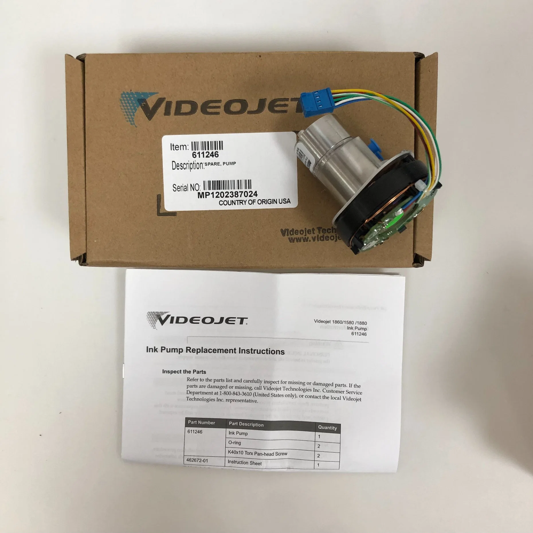 VideoJet original 1860 1880 Ink Pump 611246 CIJ impresión de inyección de tinta Piezas de la máquina