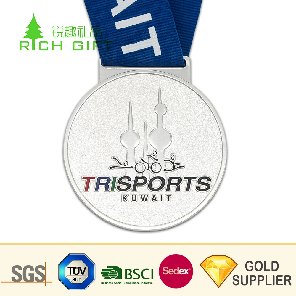 Unique Design Custom Metal Embossed 3D Silver Plated 3K 5K 10K Running Medals for Race Events