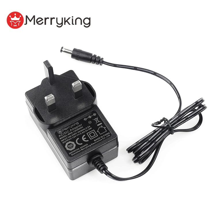 24V 1A 1.2A 1.5A UK 3 Pin Wall Mount Type AC DC Power Adapter Ukca BS Power Supply