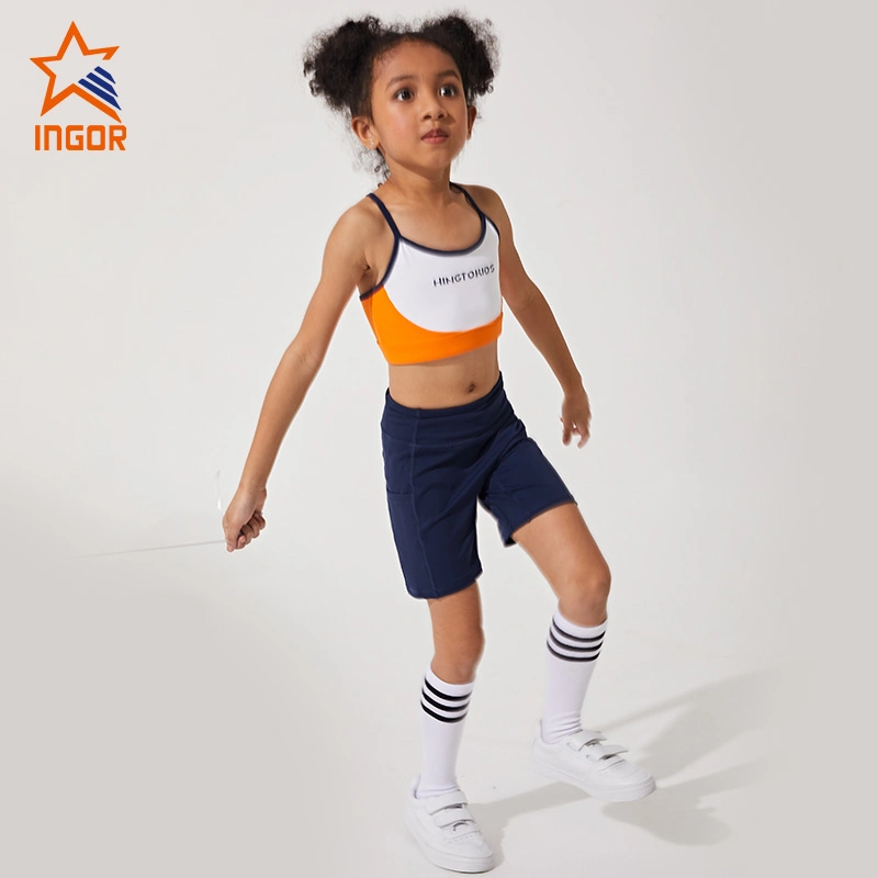 5%off Ingorsports Children Clothing Contrast Color Bra & Two Side Pocket Design Short Kids Sports Wear