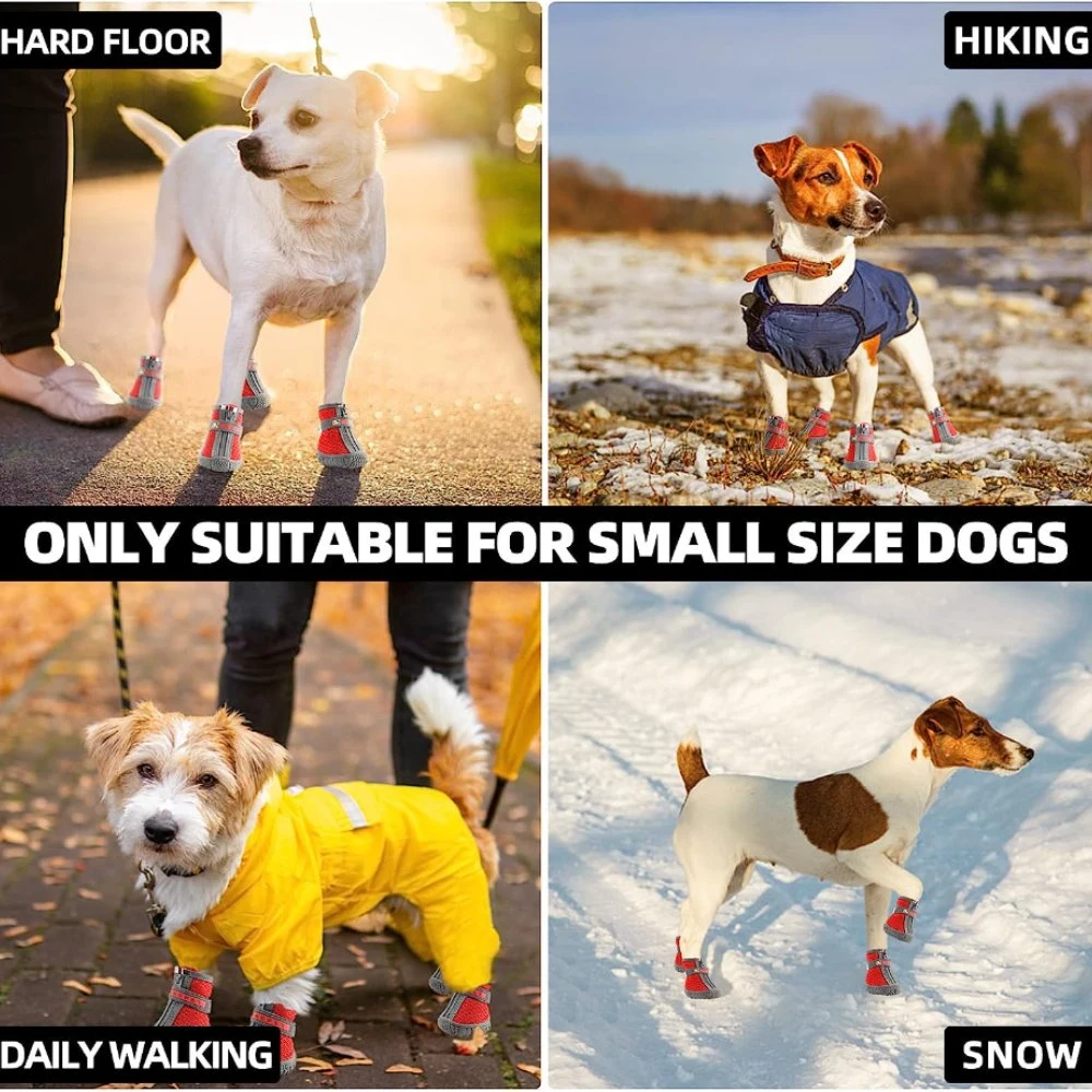 Botas perro transpirable para pequeñas y medianas perros para pavimento caliente 4pcs