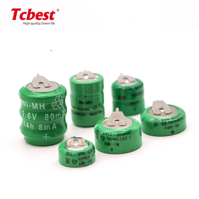 Tcbest Rechargeable Battery Ni-MH 80mAh 3.6V Button Coin Cell with Solder Tabs and Wires for POS Machine