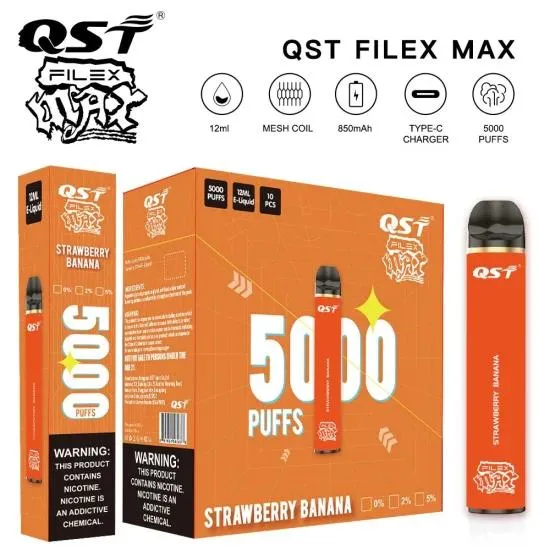 2023 Venta en caliente QST Disposable/Chargeable Electronic Cigarette origianl producto Filex Max 5000 Puffs Wholesale/Supplier I VAPE