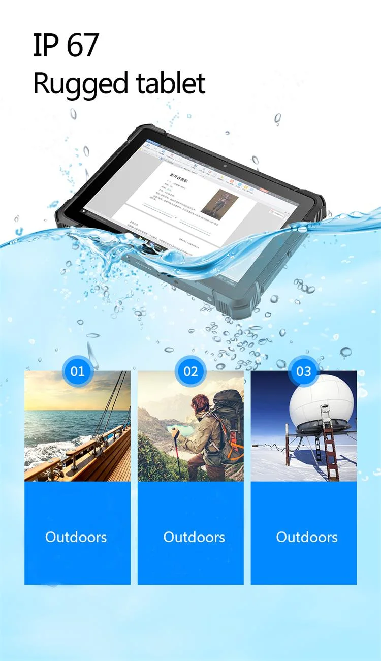 10,1-Zoll-in-Fahrzeug Mtk6771 10000mAh Batterie Outdoor-Touchscreen wasserdicht Stoßfestes Anti-Staub-Tablet Android