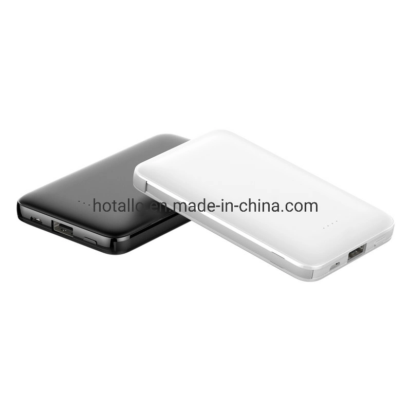 Promotional Portable Card Shape Power Bank C0510 with iPhone Addaptor and Fixed Micro Cable