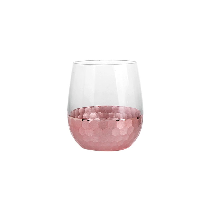 Copa de vidrio de lujo con E-Plating Honeycomb agua potable Glassware