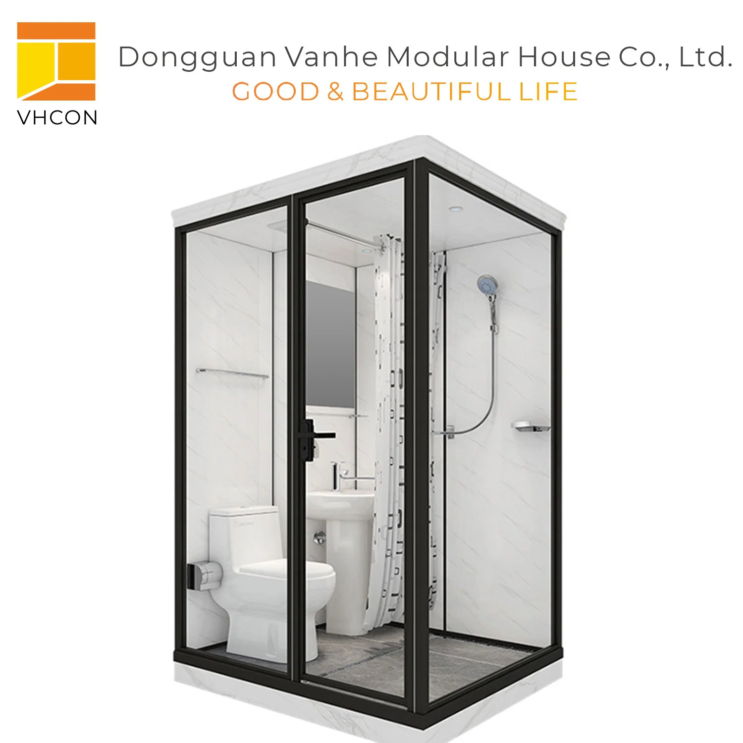 Haut de gamme RV modulaire portable bâtiment de luxe Hôtel porte en verre Design Prefabricated Big modulaire douche salle de bains Pods avec toilettes