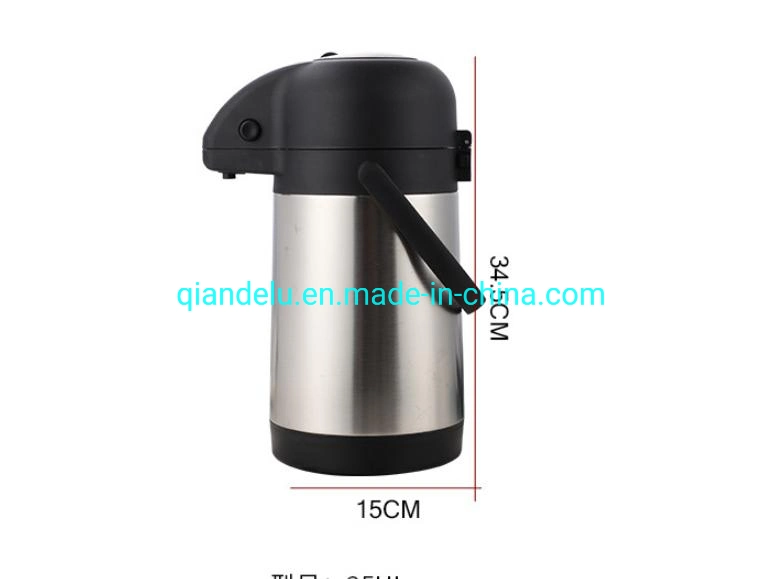 مضخة كبيرة السعة 2.5L ذات ذراع مزدوجة الجدار من الفولاذ المقاوم للصدأ وعاء مضخة الهواء للقهوة