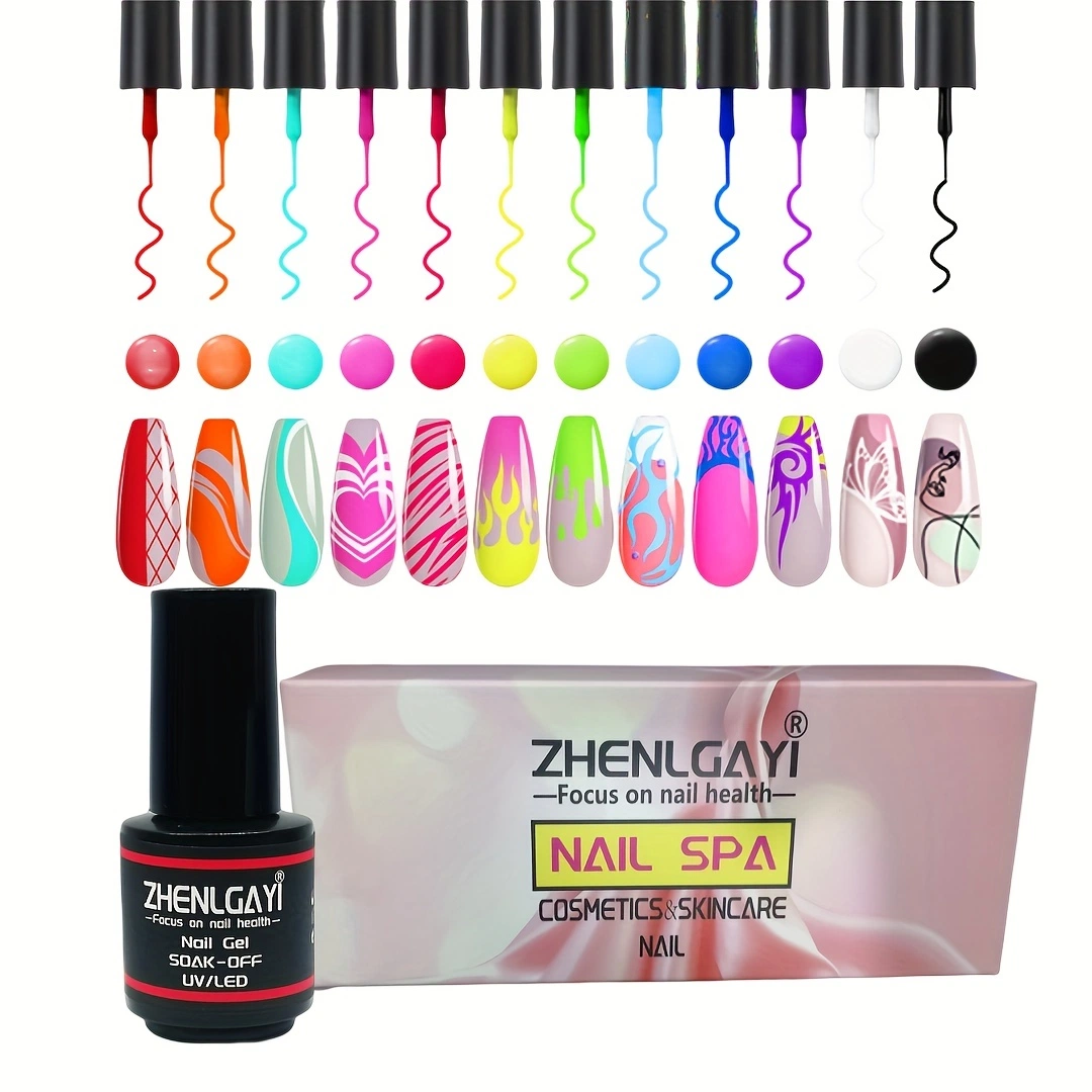 Moda Fluorescence Liner Gel dibujo de alambre Pintura Nail Gel Neon Arte