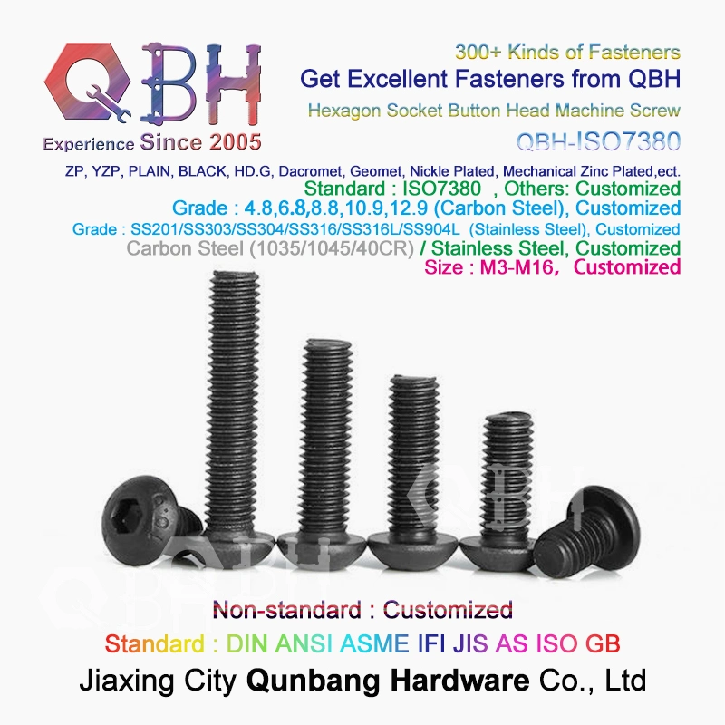 Qbh Metric ISO 7380 Button Head Hexagon Socket Cap Screw 8.8 10.9 Steel